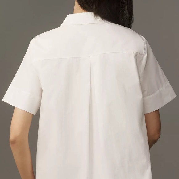 Anthropologie The Pollie Short-Sleeve Swing Blouse in White - Picture 3 of 10